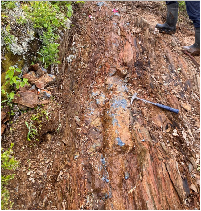 Figure 2: Le Pouvoir stibnite/gold vein exposed
