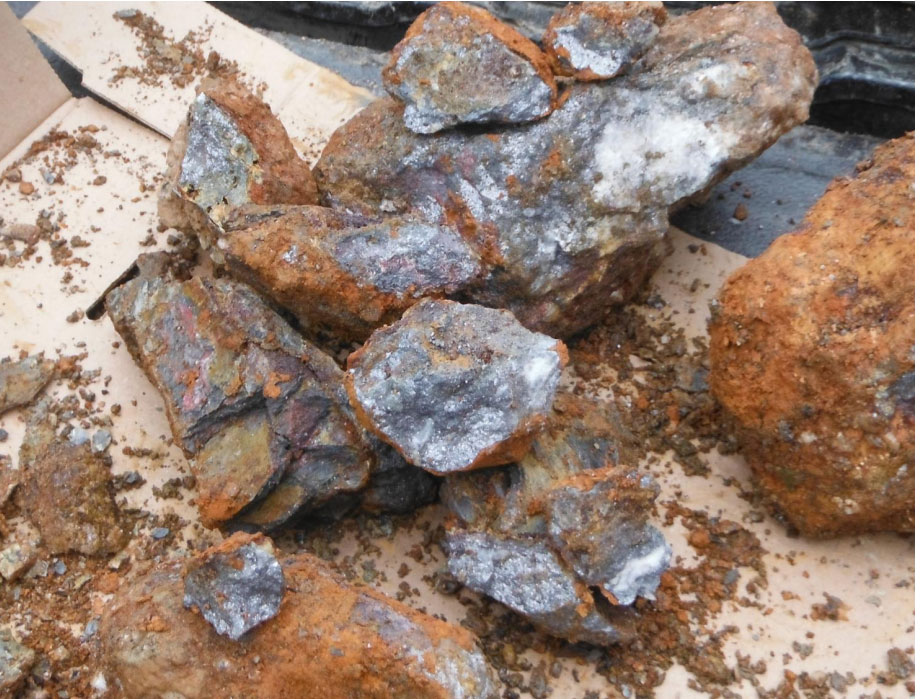 Figure 3: Example of the stibnite veining found at the Swangers Cove prospect