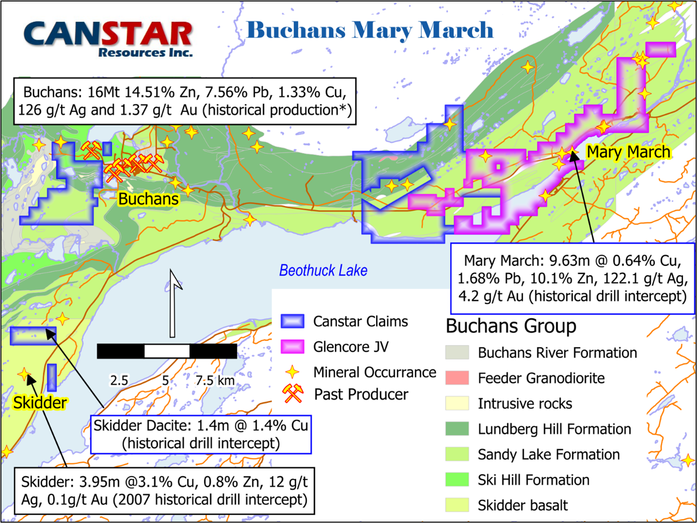 Map of Buchans-Mary March Project